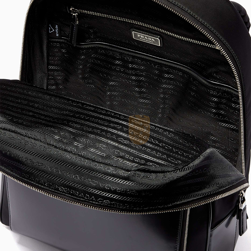 PRADA TRIANGLE LOGO BACKPACK IN RE-NYLON & LEATHER 1BZ005 (43*30*13cm) 